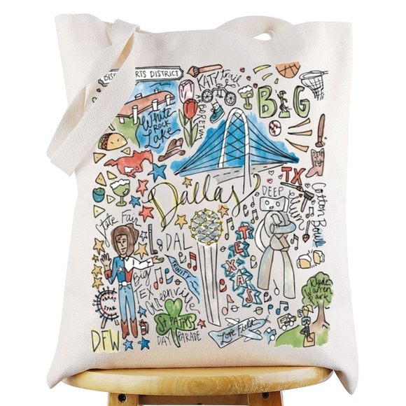 Texas Dallas Travel Tote Bag Dallas Souvenir Gift Dallas Trip Shoulder Bag o_o - Picture 1 of 7